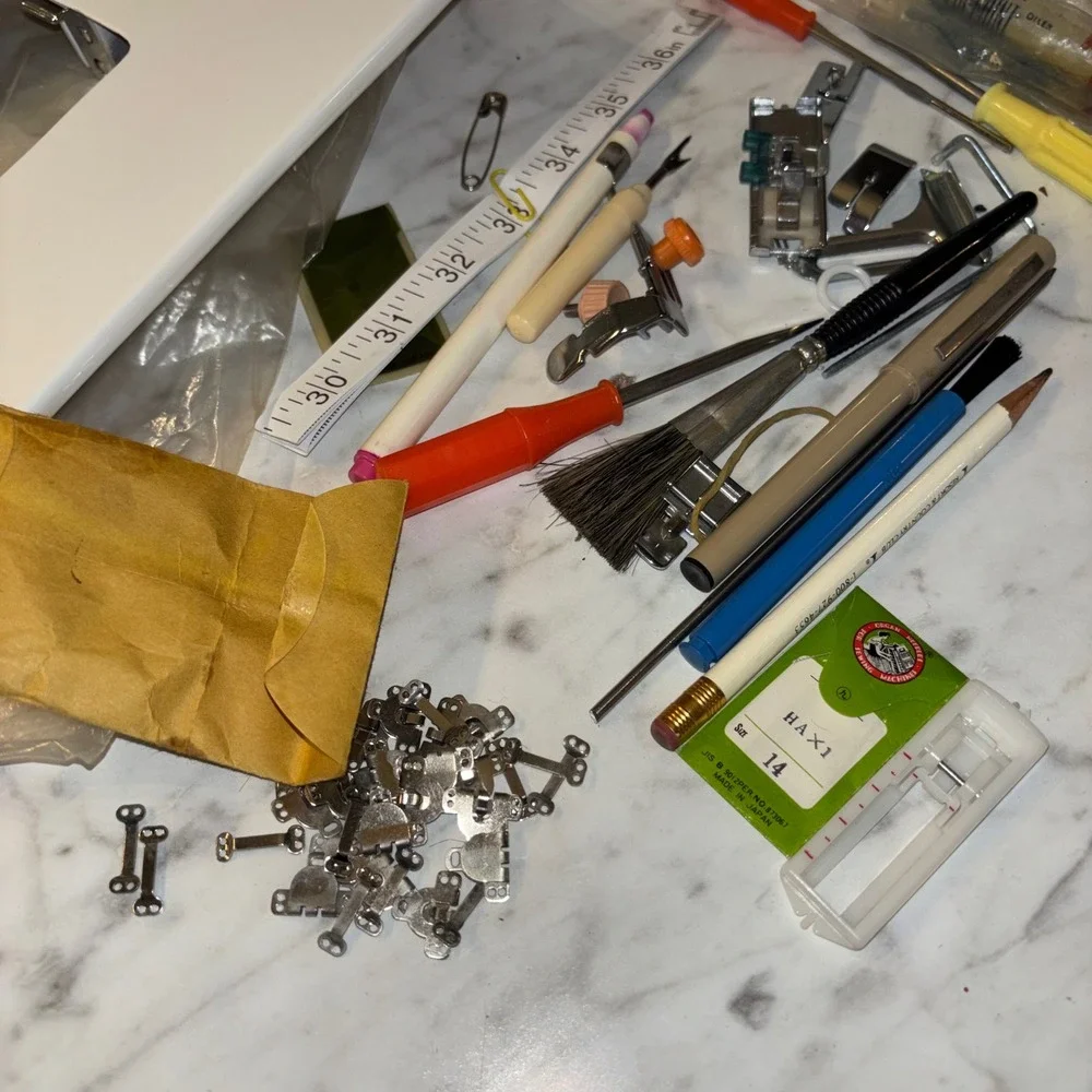 Vintage Sewing Machine Accessory Lot Extension Table Presser Feet Tools Needles